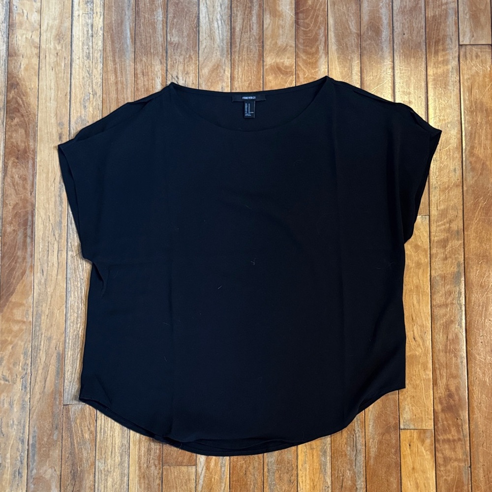 Forever 21 Black Slit Sleeve Top